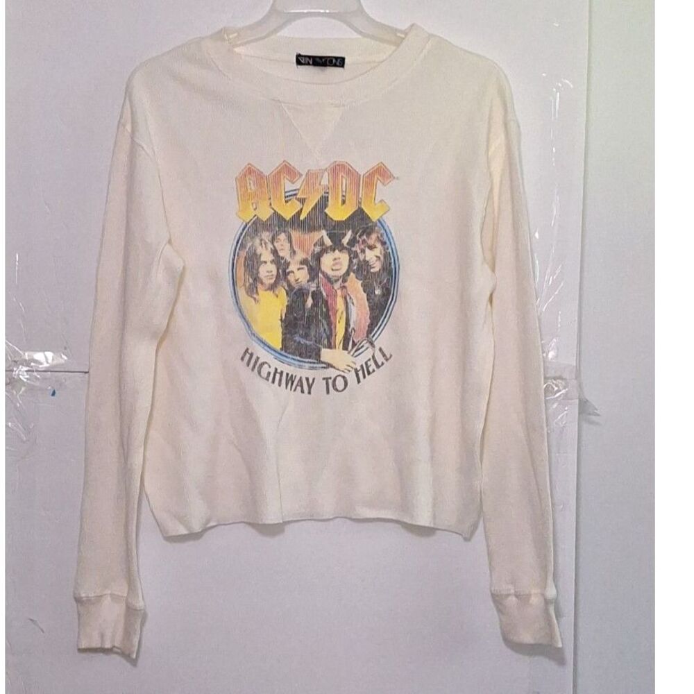 The Vinyl Icons Men's Waffle Weave Long Sleeved AC/DC Highway To Hell Shirt XL